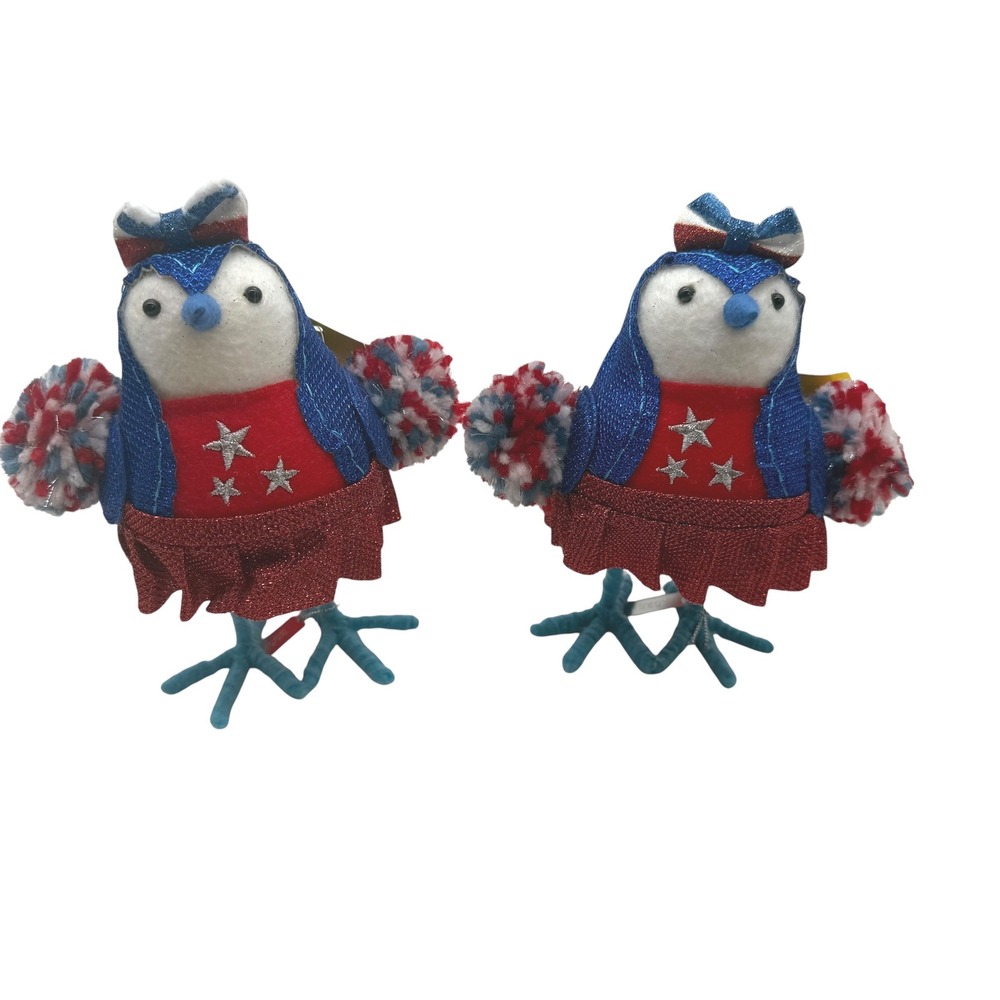 Sun Squad Cheery Cheerleader Bird 2pc Lot Patriotic Red White‎ Blue Target NWT